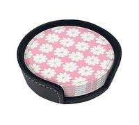 Sottobicchiere rotondo creativo con motivo camelia (9,9 cm), in pelle PU, adatto per auto, cucina, ristorante, ufficio, ecc.