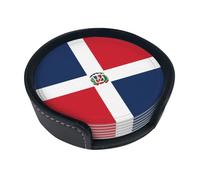 Sottobicchiere rotondo creativo della Repubblica Dominicana (9,9 cm), in pelle PU, adatto per auto, cucina, ristorante, ufficio, ecc.