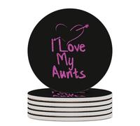 Sottobicchiere rotondo "I Love My Aunts" con base in sughero per lavoretti, protezione da tavolo, decorazioni per la casa, 6 pezzi