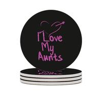 Sottobicchiere rotondo "I Love My Aunts" con base in sughero per lavoretti, protezione da tavolo, decorazioni per la casa, 4 pezzi