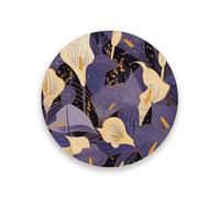 Sottobicchiere rotondo vintage in ceramica chic bianco e viola con calle, arredamento per la casa, antiscivolo, decorazione decorativa per soggiorno con retro in sughero