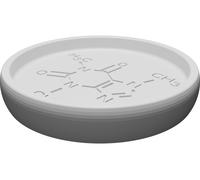 Sottobicchiere Tazza con Molecola Caffeina Design Stampato 3D Base Anti-Scivolo