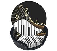 sottobicchieri 6 pezzi di in pelle con note di pianoforte per bevande con supporto, set di per bevande, per tazze, per soggiorno, cucina, caffè, decorazioni