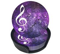 sottobicchieri 6 pezzi di in pelle con note musicali colorate hipster per bevande con supporto, set di sottobicchieri, per tazze da tavolo per soggiorno, cucina, arredamento per caff