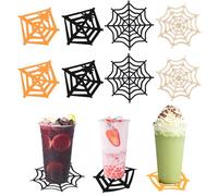 Sottobicchieri, 8 Ragnatele Sotto Bicchieri Da Tavola Sottobicchiere Diametro 10 Cm/3.94inch 6 Feltro E 2 Legno Decorazioni Per Le Vacanze Pulibile Tappetini