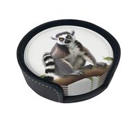 Sottobicchieri a coda di lemure per bevande, set di 6 sottobicchieri in pelle per tazza da tè per tazza da cucina, bar, decorazione per la casa, regalo di inaugurazione della casa