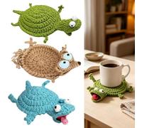 Sottobicchieri a forma di animale 3D, 3 pezzi, divertenti sottobicchieri all'uncinetto, sottobicchieri all'uncinetto, sottobicchieri a forma di lucertola, sottobicchieri all'uncinetto