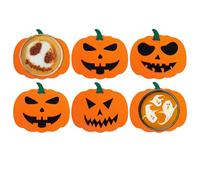 Sottobicchieri a forma di zucca, sottobicchiere in feltro di zucca | Set di 6 sottobicchieri di Halloween - Decorazione per bevande di Halloween, sottobicchieri in feltro, decorazione per bar caffette