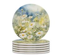 Sottobicchieri assorbenti, 6 pezzi, motivo: prato soleggiato ad per la protezione del tavolo, adatti a diversi tipi di tazze, tavolo in legno, arredamento per la casa alla moda, 4 pollici