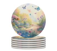 Sottobicchieri assorbenti, 6 pezzi, vari fiori e farfalle nel cortile estivo per proteggere il tavolo, adatti a diversi tipi di tazze, tavolo in legno, arredamento per la casa alla moda