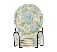 Sottobicchieri assorbenti con fiori blu freschi in estate, con supporto, confezione da 6 sottobicchieri per la tavola Posavasos Para Mesa