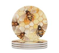 Sottobicchieri assorbenti per bevande, 4 pezzi, sottobicchieri in ceramica con pittura ad a nido d'ape e per tavolo in legno, adatti a diversi tipi di tazze, decorazioni per la casa, 4