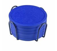 Sottobicchieri assorbenti per Bevande con Supporto - Confezione da 6, sottobicchieri in Silicone con Rivestimento in Morbido Feltro, in Blu(Blue,10cm)
