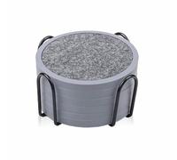 Sottobicchieri assorbenti per Bevande con Supporto - Confezione da 6, sottobicchieri in Silicone con Rivestimento in Morbido Feltro, in Blu(Grey,10cm)