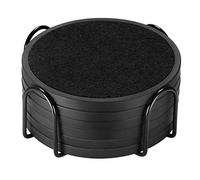 Sottobicchieri assorbenti per Bevande con Supporto - Confezione da 6, sottobicchieri in Silicone con Rivestimento in Morbido Feltro, in Blu(Black And White,10cm)