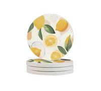 Sottobicchieri astratti con limone frutta estiva assorbenti in diatomite sottobicchieri ad asciugatura rapida tappetino per bevande tazze rotonde Pad per tavolo bar decorazione domestica
