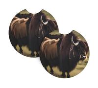 Sottobicchieri auto Mighty Highland Yak, confezione da 2 sottobicchieri universali per auto, accessori per interni auto, 2,7 pollici e (circa 6,9 cm).
