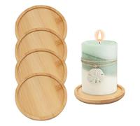 Sottobicchieri Bamboo 4 Pezzi, Vassoio Decorativo Portacandele Rotondo 8.5 cm