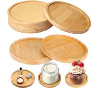 Sottobicchieri Bamboo,6 Pezzi Sottovasi Rotondi Diametro 10 cm,Mini Sottobicchieri Sottovaso Portacandele Rotondi per Portacandele,Decorazioni e Cerimonie Festive