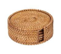 Sottobicchieri circolari intrecciati a mano, Sottobicchieri in rattan fatti a mano 8x2x8cm confezione da 6