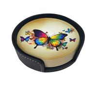 Sottobicchieri colorati a forma di farfalla per bevande, set di 6 sottobicchieri in pelle per tazza da tè per tazza da cucina bar decorazione per la casa regalo di inaugurazione della casa