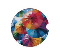 Sottobicchieri colorati a forma di ombrello per auto, 6,6 cm, 1 pezzo, antiscivolo, universali, sottobicchieri, portabicchieri per auto, set di accessori per interni dell'auto, unisex