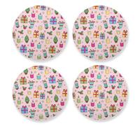 Sottobicchieri colorati con elementi natalizi per assorbire bevande, 4 pezzi, spessi, resistenti al calore, tovagliette e accessori per bar