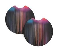 Sottobicchieri colorati con stampa arcobaleno e pioggia, confezione da 2 pezzi, 6,9 cm, con tacca per le dita, per donne e uomini