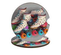 Sottobicchieri colorati per auto retrò con pattini a rotelle, 6,6 cm, 2 pezzi, antiscivolo, universali, sottobicchieri, sottobicchieri, set di accessori per interni dell'auto, unisex