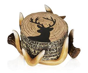 Sottobicchieri con corna di cervo, 6 sottobicchieri rustici a grandezza naturale per la decorazione della capanna di tronchi, decorazione per la caccia, decorazione con corna di cervo