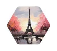 Sottobicchieri con dipinto ad olio della Torre Eiffel di Parigi, set da 4, in pelle resistente al calore, FUUNY, per bar, birra e bevande.