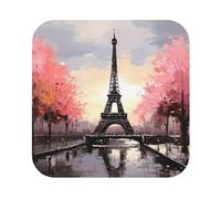 Sottobicchieri con dipinto ad olio della Torre Eiffel di Parigi, set da 4, in pelle resistente al calore, FUUNY, per bar, birra e bevande.