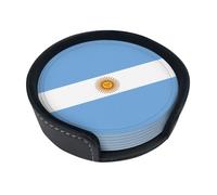Sottobicchieri con stampa bandiera argentina, 6 pezzi - Set di sottobicchieri rotondi per caffè, birra, vino - Decorazione per la tavola di casa, cucina e ufficio