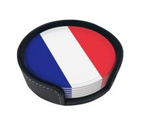 Sottobicchieri con stampa bandiera francese, 6 pezzi - Set di sottobicchieri rotondi per caffè, birra, vino - Decorazione per la tavola di casa, cucina e ufficio