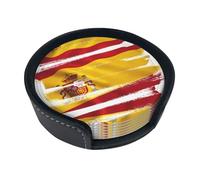 Sottobicchieri con stampa bandiera spagnola, 6 pezzi - Set di sottobicchieri rotondi per caffè, birra, vino - Decorazione per la tavola di casa, cucina e ufficio