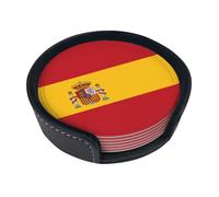 Sottobicchieri con stampa bandiera spagnola, 6 pezzi - Set di sottobicchieri rotondi per caffè, birra, vino - Decorazione per la tavola di casa, cucina e ufficio
