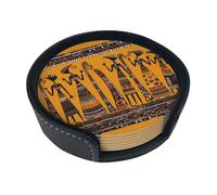 Sottobicchieri con stampa Creative African Culture2, sottobicchieri rotondi in pelle per tazze in ceramica, tazze da caffè, casa, bar, ufficio, set da 6