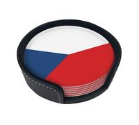 Sottobicchieri con stampa della bandiera della Repubblica Ceca, 6 pezzi - Set di sottobicchieri rotondi per caffè, birra, vino - Decorazione per la tavola di casa, cucina e ufficio