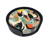 Sottobicchieri con stampa di gatti in stile moderno di metà secolo, 6 pezzi - Set di sottobicchieri rotondi per caffè, birra, vino - Decorazione per la tavola di casa, cucina e ufficio