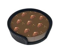 Sottobicchieri con stampa di torta a forma di quadratini di cioccolato, 6 pezzi - Set di sottobicchieri rotondi per caffè, birra, vino - Decorazione per la tavola di casa, cucina e ufficio