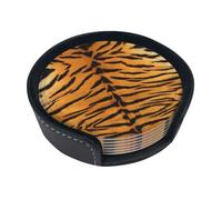 Sottobicchieri con stampa tigre, 6 pezzi - Set di sottobicchieri rotondi per caffè, birra, vino - Decorazione per la tavola di casa, cucina e ufficio