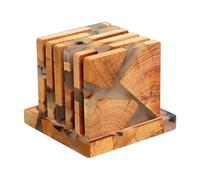 Sottobicchieri da tavolo per bevande, sottobicchieri con supporto - Sottobicchieri da tavolo in legno di resina, multifunzionali con supporto per utenti domestici e aziend