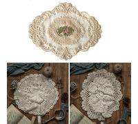Sottobicchieri decorativi fatti a mano in pizzo di cotone, per sala da pranzo, soggiorno e camera da letto (A)