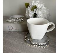 Sottobicchieri di cristallo - Agata di sale bianco e argento - Set di 2 naturale
