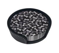 Sottobicchieri divertenti con stampa di zampa di cane, 6 pezzi, in pelle, con supporto, per ufficio, cucina, sala da pranzo, soggiorno, 9,9 cm