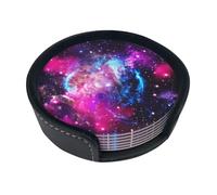Sottobicchieri divertenti con stampa galassia, 6 pezzi in pelle con supporto per ufficio, cucina, sala da pranzo, soggiorno, 9,9 cm