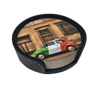 Sottobicchieri divertenti con stampa italiana, 6 pezzi in pelle con supporto per ufficio, cucina, sala da pranzo, soggiorno, 9,9 cm