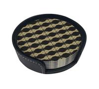 Sottobicchieri divertenti con stampa musicale, 6 pezzi in pelle con supporto per ufficio, cucina, sala da pranzo, soggiorno, 9,9 cm