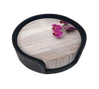 Sottobicchieri divertenti con stampa orchidea, 6 pezzi in pelle con supporto per ufficio, cucina, sala da pranzo, soggiorno, 9,9 cm