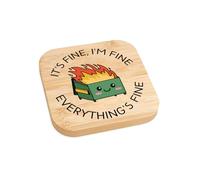 Sottobicchieri divertenti Dumpster Regali di fuoco Sarcastico per collega Lavoro Amico Bestie Everything is Fine Regali di compleanno Sottobicchieri in legno Accessori da scrivania per ufficio in